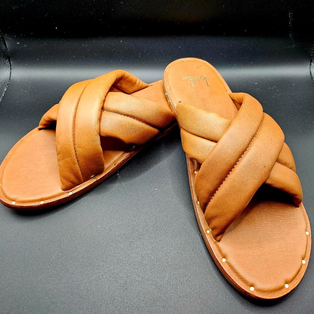 beek Tan Braided Slide Sandals